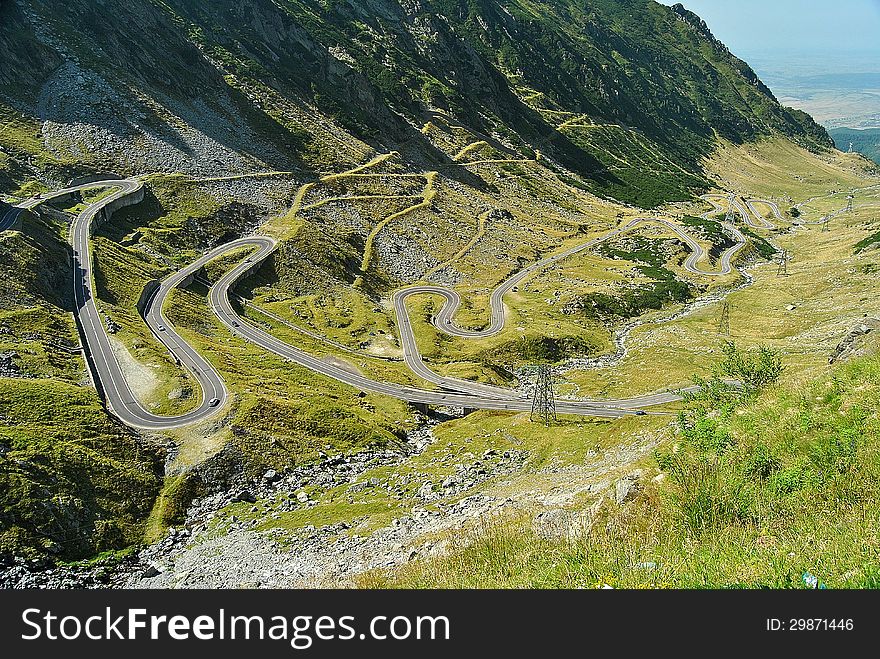Carpathian curvy road crossing the mountains. Carpathian curvy road crossing the mountains
