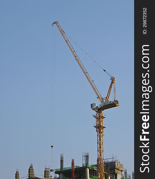 Crane on working for service construction in sunny day
