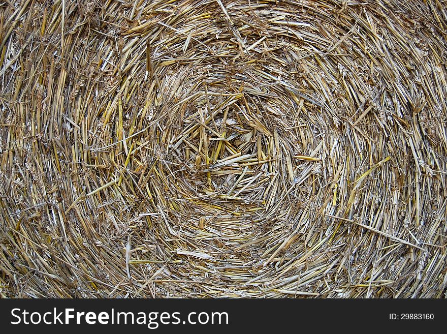 Straw bale abstract background close up