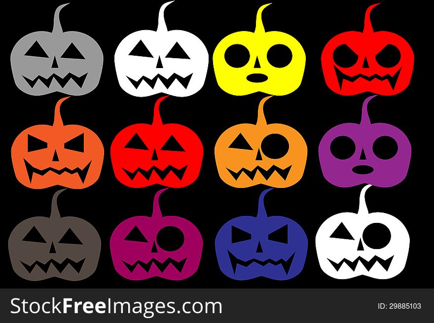 Colorful halloween ,jack-o'-lantern , cartoon,illustrator,graphic. Colorful halloween ,jack-o'-lantern , cartoon,illustrator,graphic