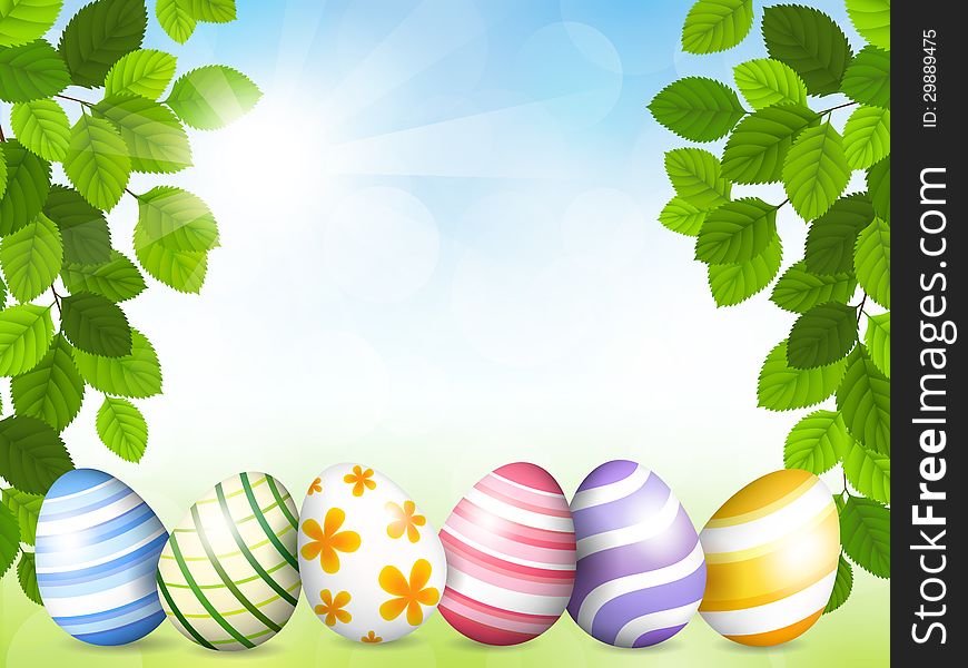 Vector illustration of the Card by Easter with beautiful eggs