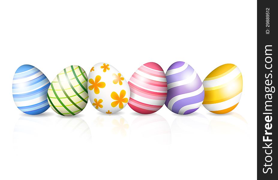 Vector illustration with colored eggs for Easter