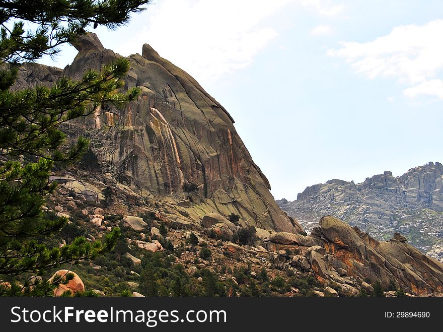 Rock formation in La Piedriza Park, Spain