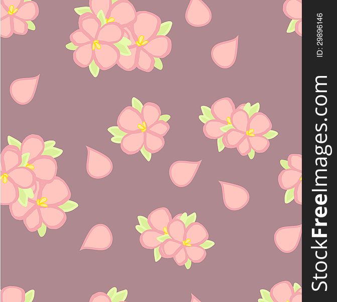 Illustration of blossoming cherry. Seamless vector pattern. Illustration of blossoming cherry. Seamless vector pattern