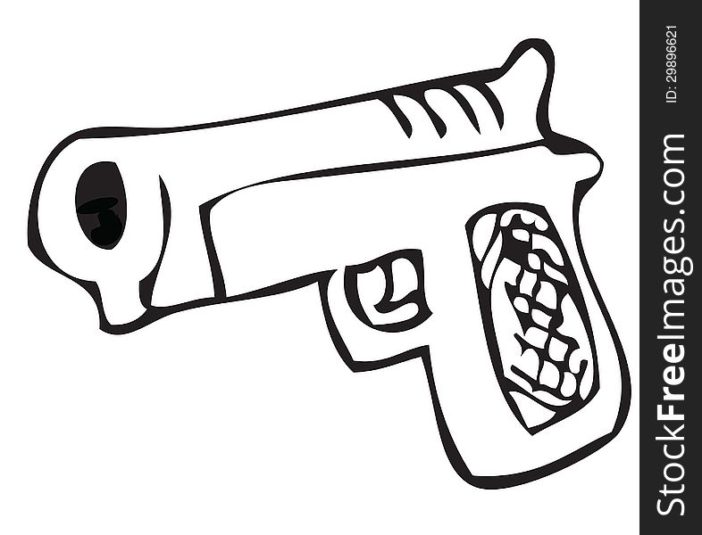Cartoon illustration of a hand gun