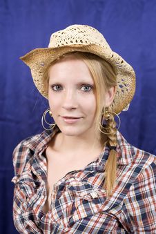 Blond Girl In Straw Hat Royalty Free Stock Image