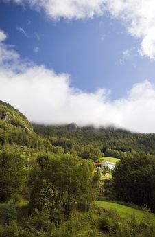 Lonely House On Hill,Norway Royalty Free Stock Photo
