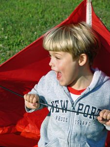 Boy Playing With Kite Stock Images