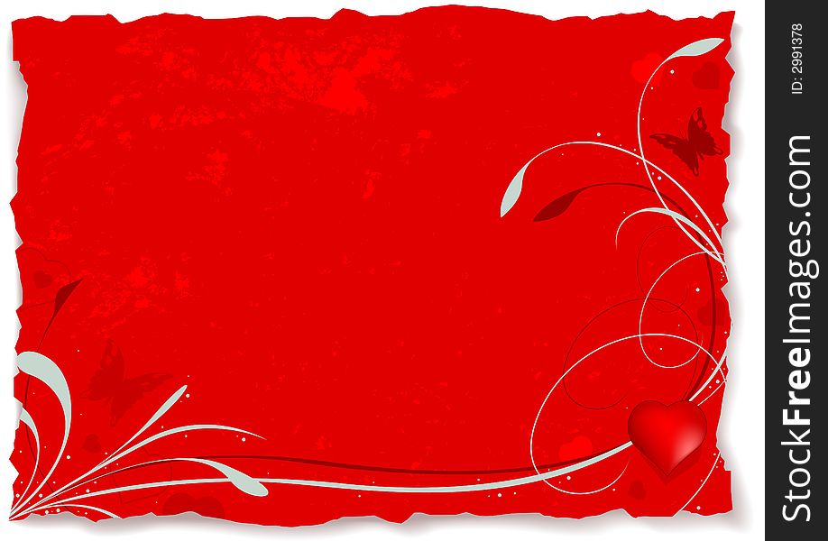 Abstract valentine A - valentines vector grunge illustration on ripped paper