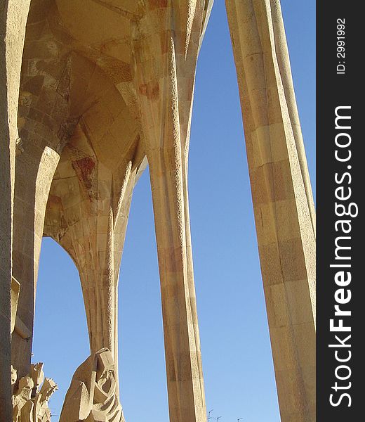 View on detail of Gaudi Sagrada Familia, Barcelona. View on detail of Gaudi Sagrada Familia, Barcelona