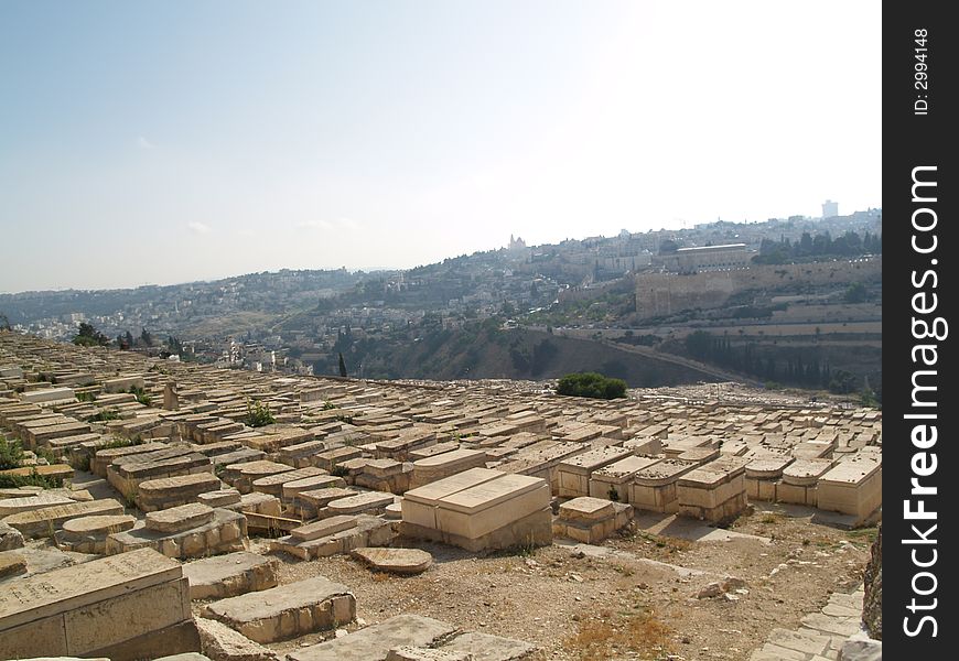The burial tombs that cover the hillside of the Mt. of Olives. The burial tombs that cover the hillside of the Mt. of Olives