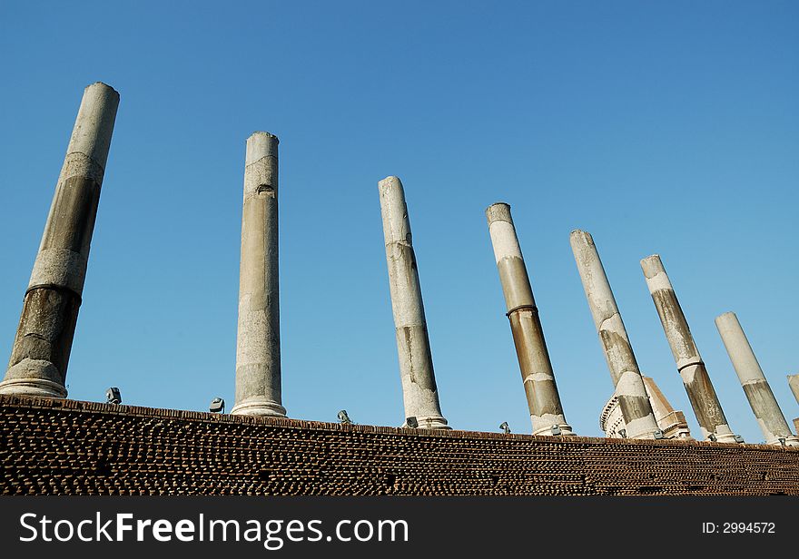 Antique Roman column upright pillars. Antique Roman column upright pillars