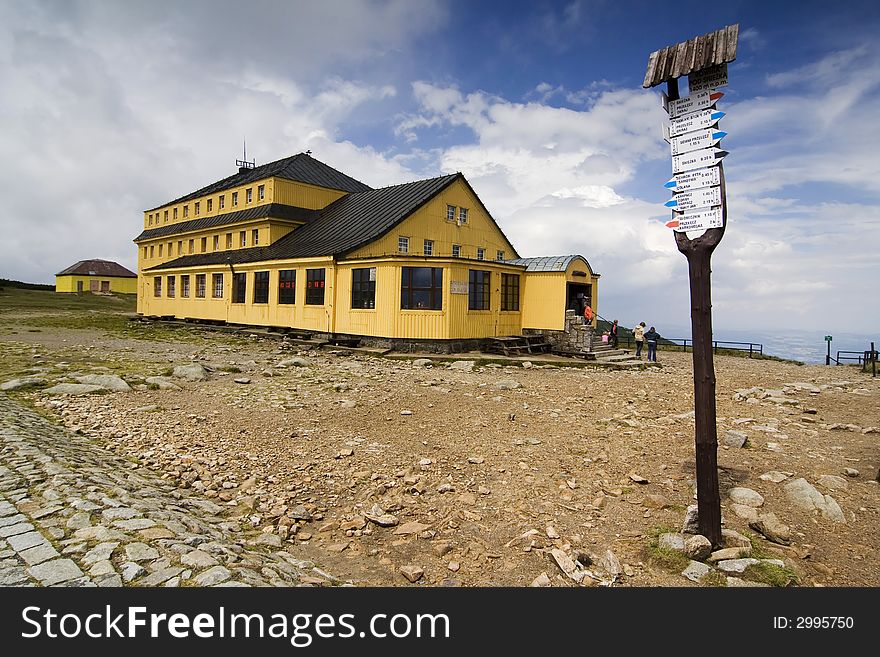 The yellow hut in mountain