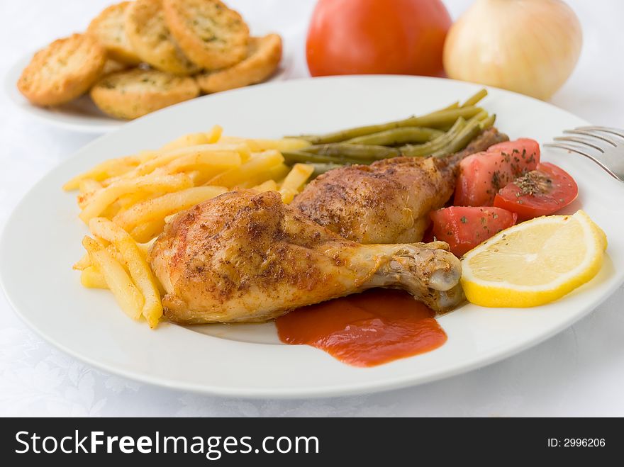 Chicken legs with asparagus