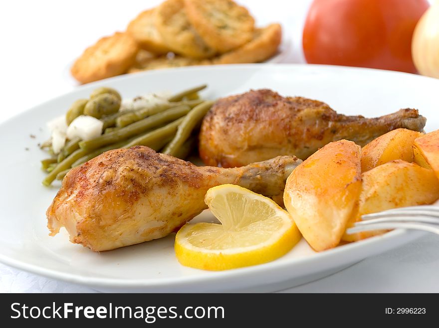 Chicken legs with asparagus