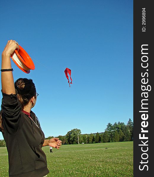 Flying a kite on a summer day. Flying a kite on a summer day.