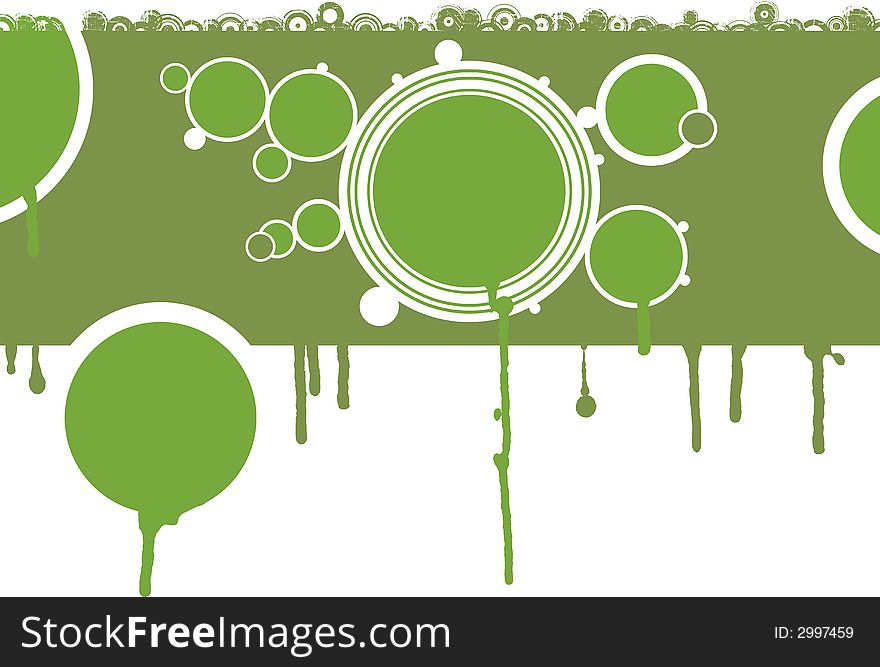 Green Circles wit h Dark green grunge background and copyspace