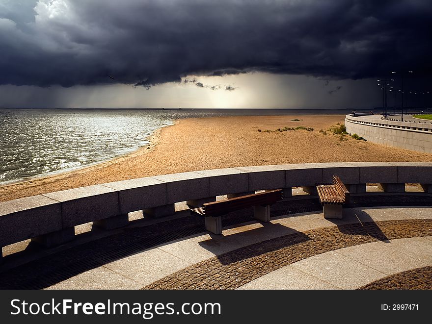 Moody sky and stormy sea. Moody sky and stormy sea