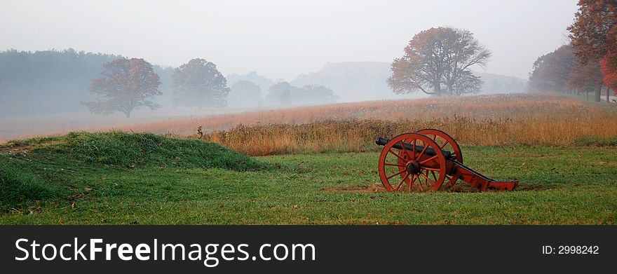 Valley Forge National Park in the early morning mist. Valley Forge National Park in the early morning mist