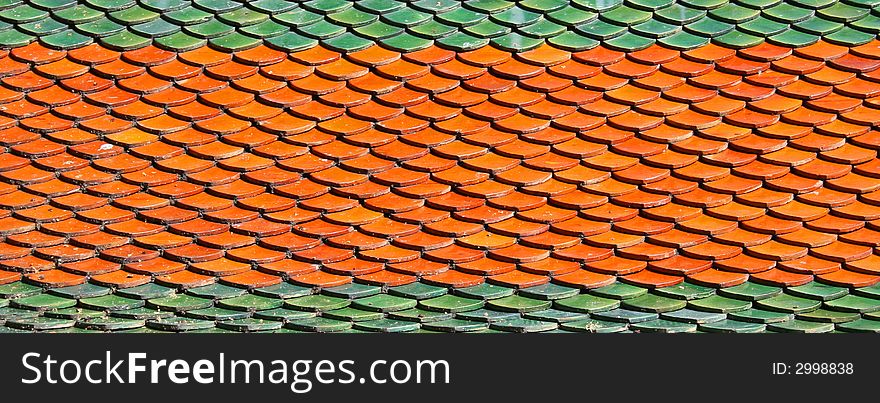 Close up of a Buddhist temple roof, suitable as a background