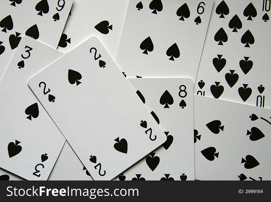 Cards texture - only spades, scattered cards, 
deck of cards background,