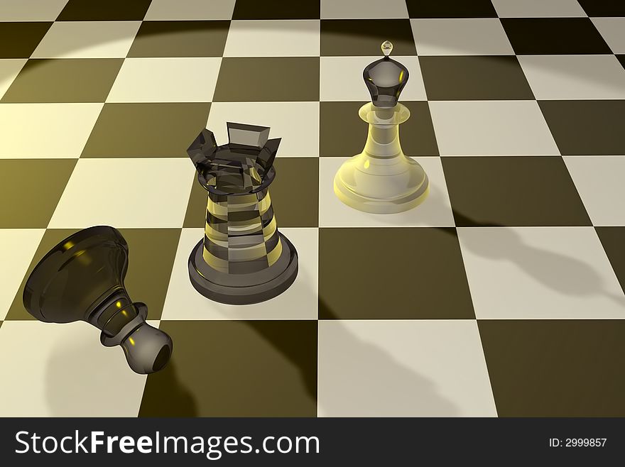 Close up on chess figures