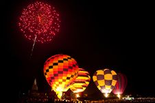 Fireworks In Work ,Internationa L Balloon Festival Royalty Free Stock Image