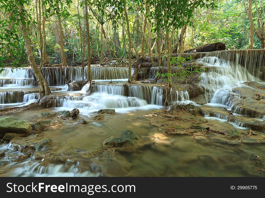 Beautiful Muti Layer Waterfall Deep Forest in Thailand