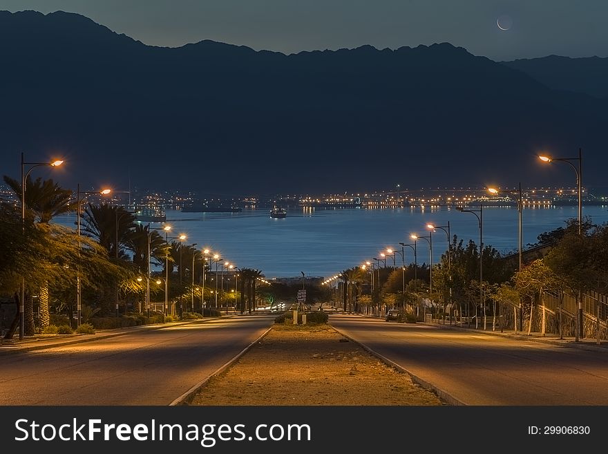 Just before dawn, Eilat, Israel