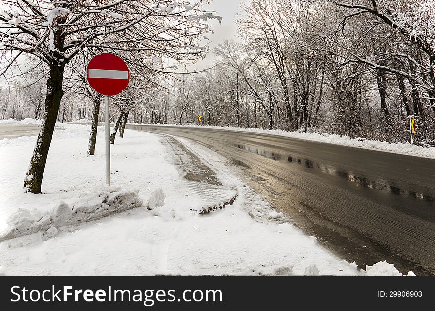 Road into No entry land. Road into No entry land.