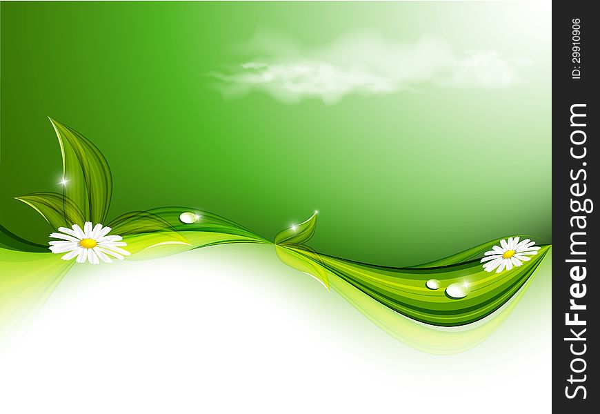 Green floral vector background with copy space. Eps10