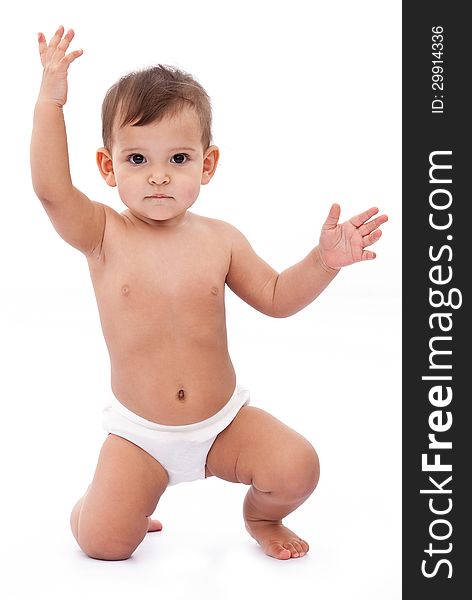 Funny girl isolated on a white background.