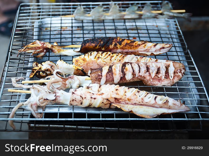 Many Of Grilled Squid