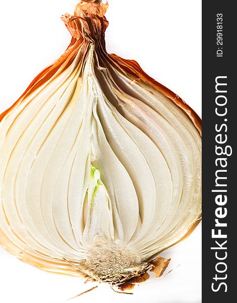Golden onion cut in half