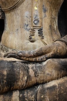 Detail Of Hand Of Stone Sitting Buddha In Sukhothai Historical P Royalty Free Stock Images