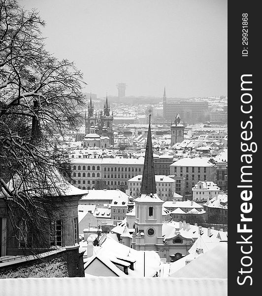 View of Prague in winter