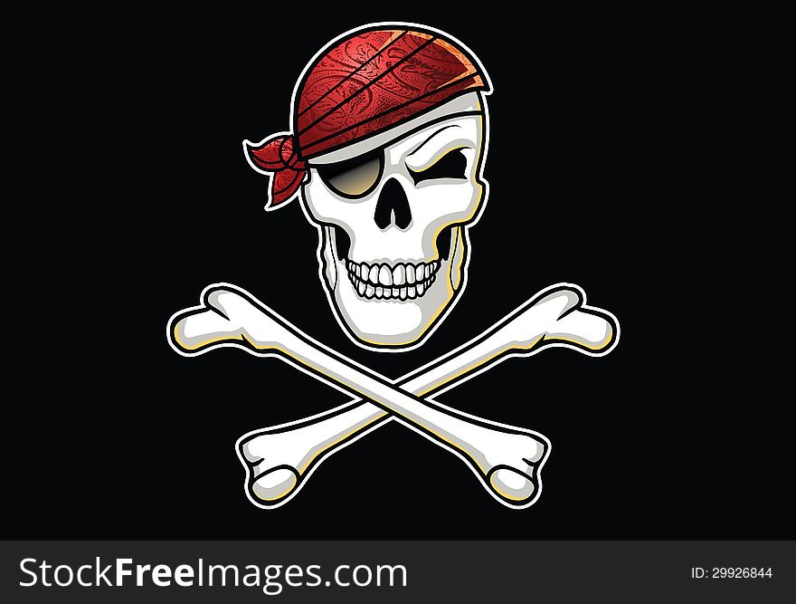 Jolly Roger illustration with Bandana