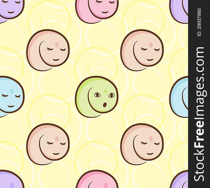 Vector seamless pattern with cute curly. Vector seamless pattern with cute curly