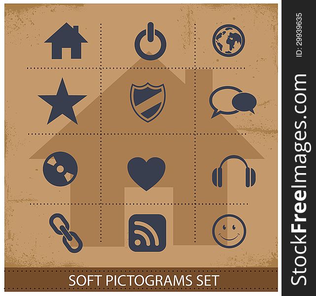 Web software pictogram symbols set