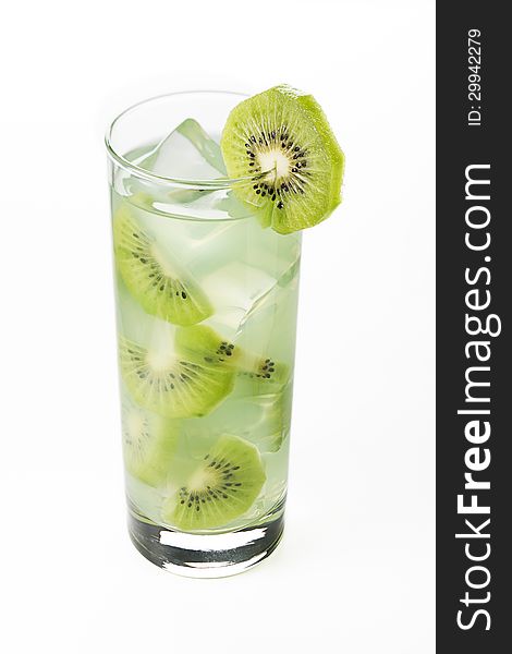 Fresh cold kiwi drink isolated on white