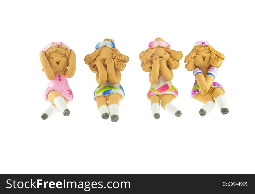 Clay doll isolated on white background