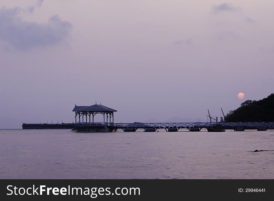 Sunrise at beautiful old bridge on Sichang island ,sriracha,chonburi province,Thailand. Sunrise at beautiful old bridge on Sichang island ,sriracha,chonburi province,Thailand