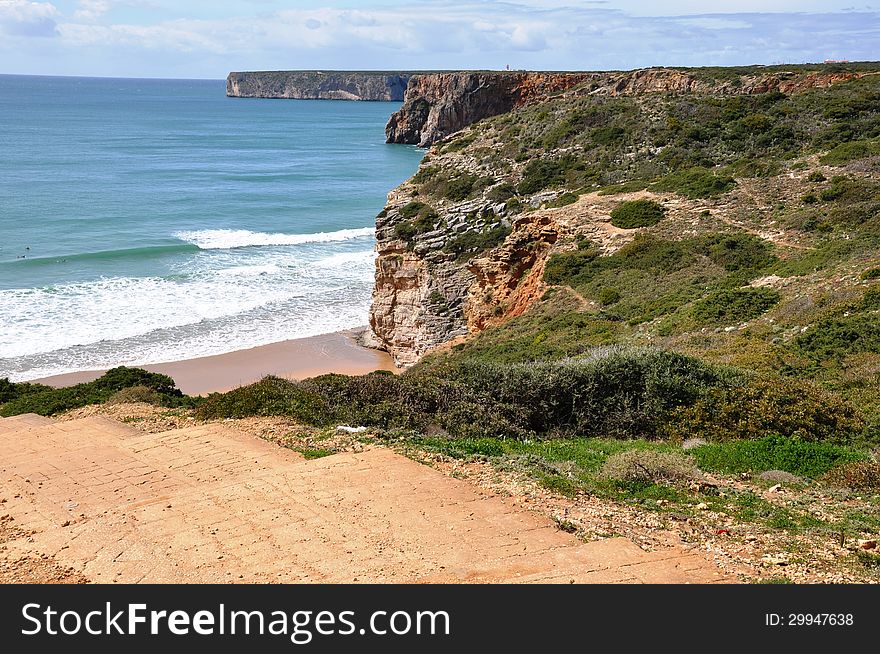 Image shows coast of Algarve, Portugal, Europe near to Cabo de Sao Vicente. Image shows coast of Algarve, Portugal, Europe near to Cabo de Sao Vicente.