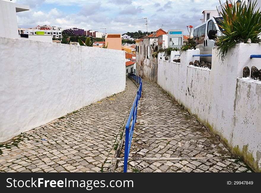 Image shows part of old town Ferragudo, Algarve, Portugal, Europe.