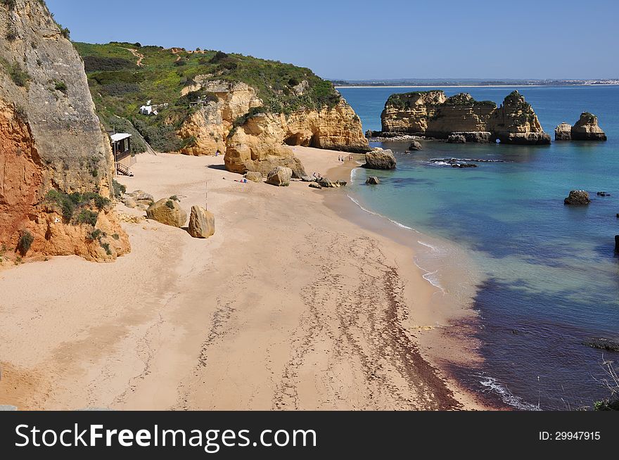 Beach Praia Dona Ana, Algarve, Portugal, Europe.