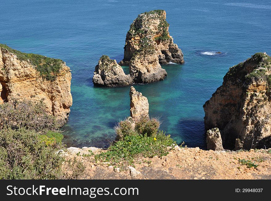 Beach Praia de Piedade, Algarve, Portugal, Europe. Beach Praia de Piedade, Algarve, Portugal, Europe.