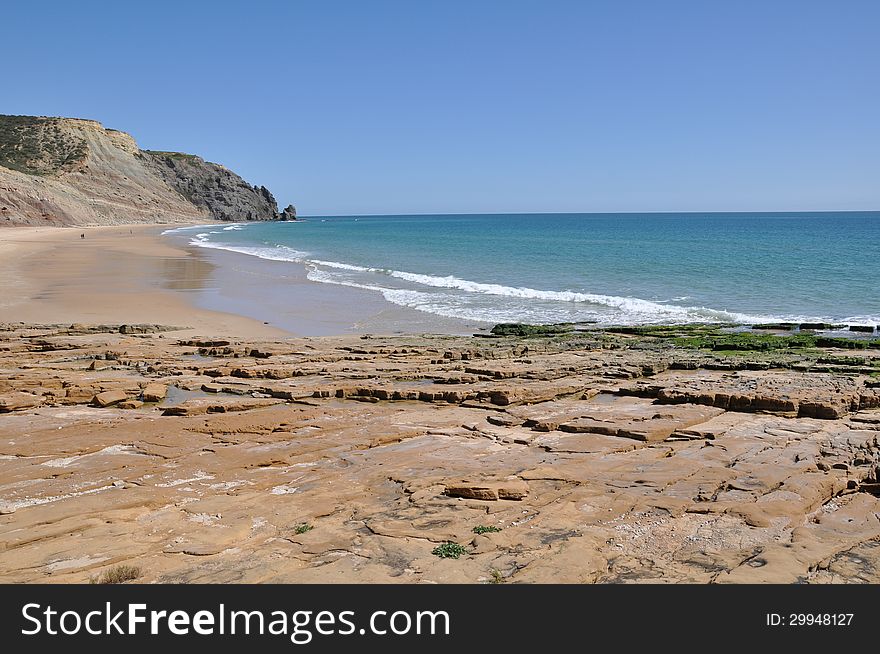 Image shows popular beach of Luz, Praia de Luz, Algarve, Portugal, Europe. Image shows popular beach of Luz, Praia de Luz, Algarve, Portugal, Europe.