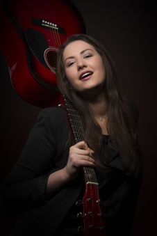 Beauty Guitar Woman Portrait Stock Photos Beauty Guitar Woman Portrait Stock Photos