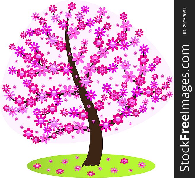 Stock image - a flowering tree with pink flowers. Stock image - a flowering tree with pink flowers.