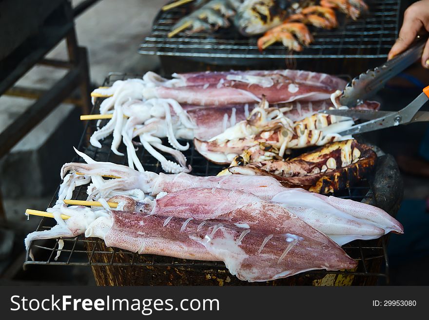 Many Of Grilled Squid
